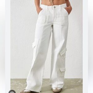 BDG White Cargo Wide-Leg Jeans